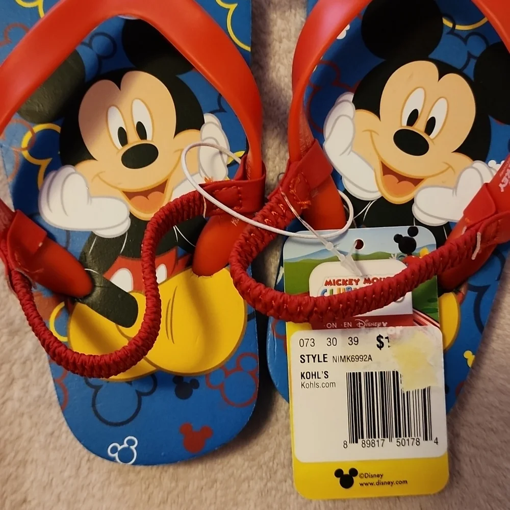 Mickey Mouse Flip Flops Size 9/10